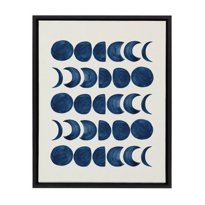 18 x 24 Sylvie Moon Phases Framed Canvas Black - Kate & Laurel: Modern Vertical Wall Art Decor