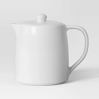 Porcelain Tea Pot White - Threshold: 50oz Capacity, Dishwasher & Microwave Safe, Porcelain Handle & Lid