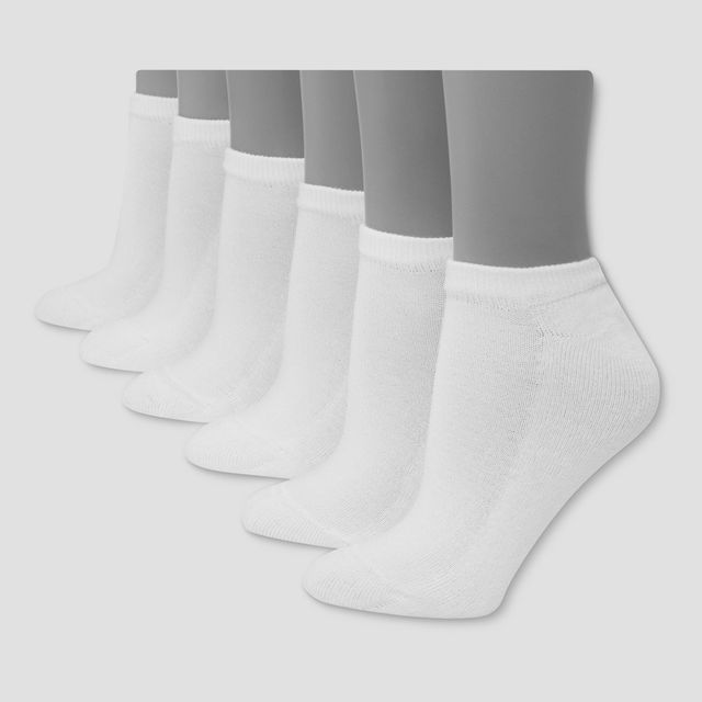 Hanes Premium 6 Pack Womens Cushioned No Show Socks - White 8-12