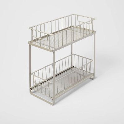 Two Tiered Slide Out Organizer Brushed Nickel - Brightroom