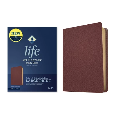 KJV Life Application Study Bible, Third Edition, Large Print (Genuine Leather, Burgundy, Red Letter) - (Leather Bound)