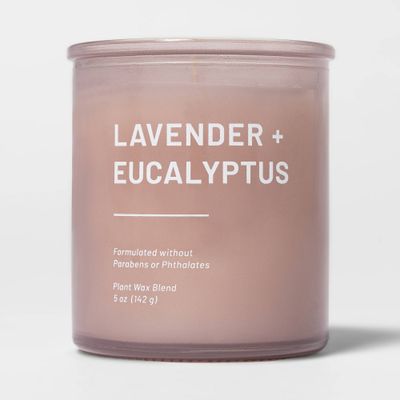 Tinted Glass Lavender + Eucalyptus Jar Candle Light Pink - Threshold: Refreshing Aroma