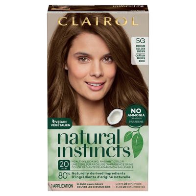 Natural Instincts Clairol Demi-Permanent Hair Color - 5G Medium Golden Brown, Pecan - 1 Kit