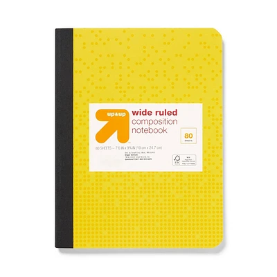 Wide Ruled Composition Notebook Yellow - up&up: 80 Pages, 7.5x9.75, Acid-Free, FSC Certified, Flexible Cover