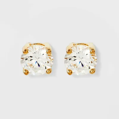 14K Gold Plated Cubic Zirconia Stud Earrings