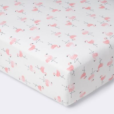 Crib Fitted Sheet Flamingos - Cloud Island - Pink/White