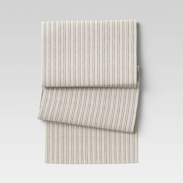 90 x 20 Cotton Striped Table Runner Natural - Threshold