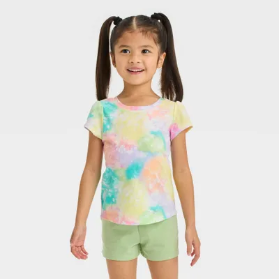 Toddler Girls Rainbow Tie-Dye Short Sleeve T-Shirt - Cat & Jack 12M