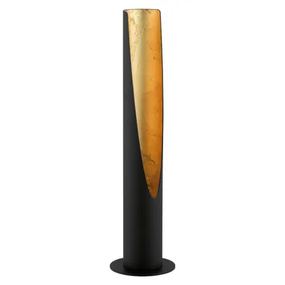 1-Light Barbotto Table Lamp Matte Black/Gold - EGLO: Modern Steel Bedside, Dimmable, Cylinder Shade