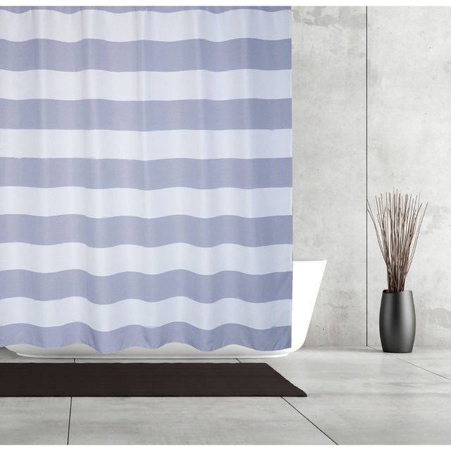 Queen Striped Waffle Linen Look Shower Curtain - Moda at Home: Polyester