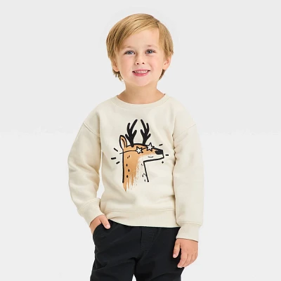 Toddler Boy Deer Printed Crewneck Sweathirt