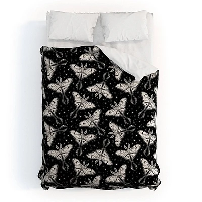 Deny Designs Full/Queen Avenie Luna Moth Black and Cream Comforter and Pillow Sham Black