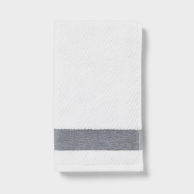 1pc Traditional Crinkle Border Hand Towel White - Threshold