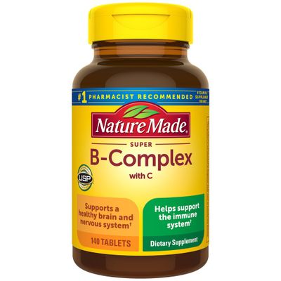 Nature Made Super Vitamin B Complex with Folic Acid + Vitamin C for Immune Support Tablets - 140ct