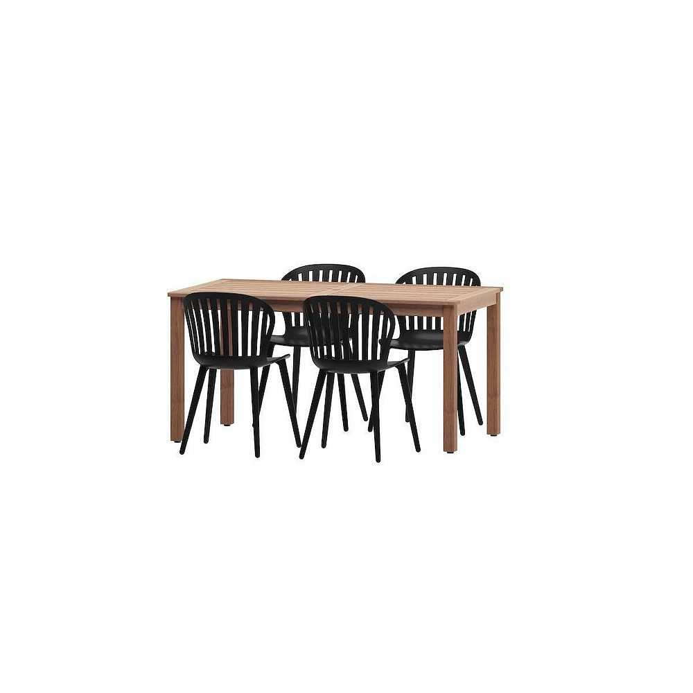 Amazonia 5pc Eucalyptus Rectangular WhisperWeave Outdoor Dining Set : FSC Certified, All-Weather Resistant