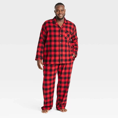 Men Big & Tall Buffalo Check Flannel Holiday Matching Family Pajama Set