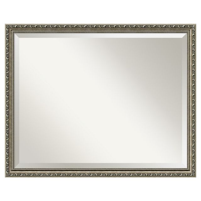 Parisian Silver Framed Wall Mirror - Amanti Art: Modern Rectangle, Beveled, Wood Frame, No Assembly Required