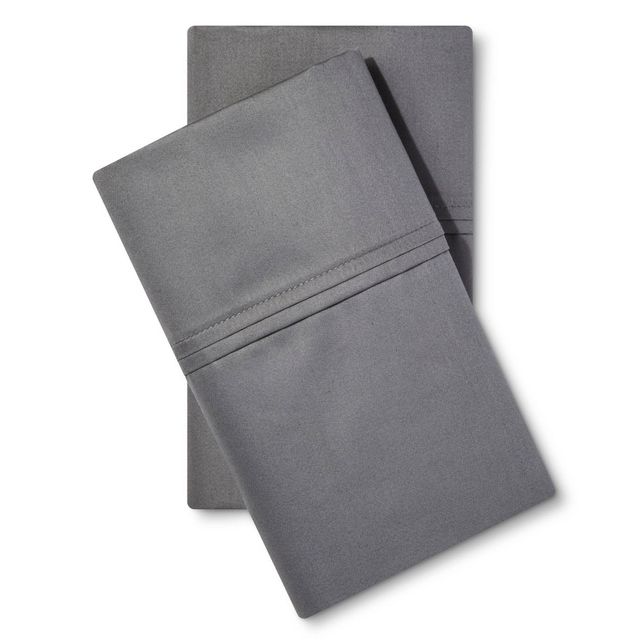 King Solid Performance 400 Thread Count Pillowcase Set Dark Gray - Threshold: Cotton Sateen, Wrinkle-Resistant, 2-Pack