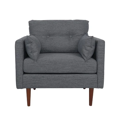 Christopher Knight Home Symonds Tufted Club Chair with Accent Pillows Charcoal/Walnut