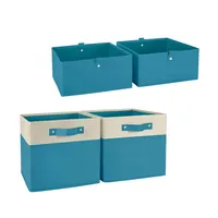 4pc Kids Folding Storage Bin Set Turquoise Blue - RiverRidge Home