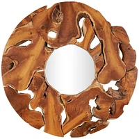 32x32 Teak Wood Live Edge Wall Mirror Brown - Olivia & May: Nautical Coastal Decor, No Assembly Required