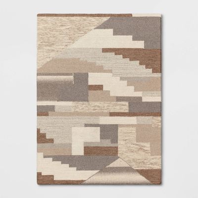 Fairwood Hand Tufted Wool Color Block Area Rug Natural