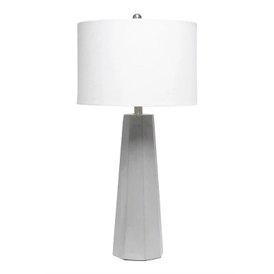 Concrete Pillar Table Lamp with Fabric Shade White - Lalia Home: Brushed Nickel, UL Listed, No Assembly Required