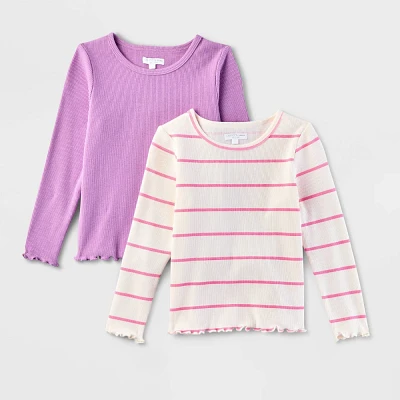 Grayson Mini Toddler Girls 2pk Rib Knit Long Sleeve T-Shirt