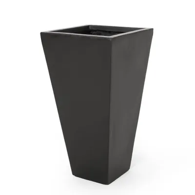 25 Wide Square Ella Planter Cast Stone Black - Christopher Knight Home