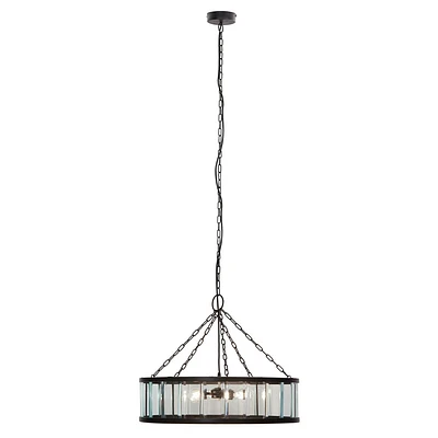 River of Goods 25 3-Light Arden Black Metal and Glass Pendant: UL Listed, Adjustable Height