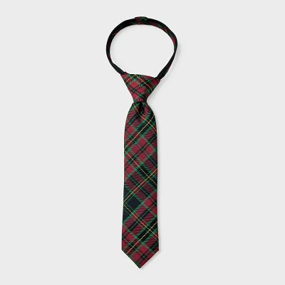 Boy Woven Plaid Zip Necktie