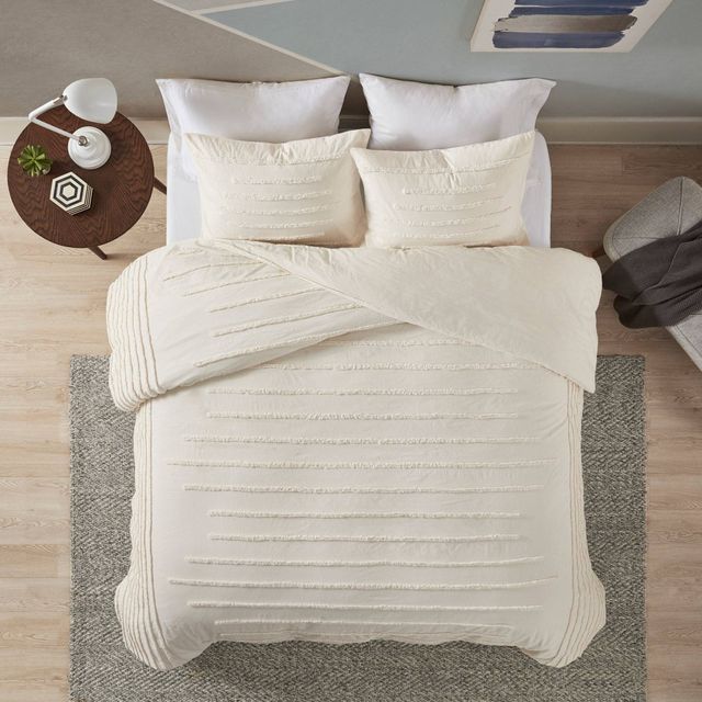 Full/Queen Ronan Cotton Chenille Duvet Cover Set Ivory: Urban Habitat, 3-Piece, OEKO-TEX Certified