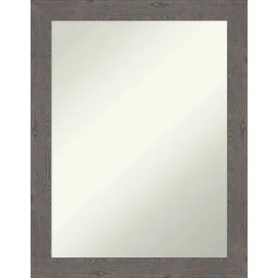 22 x 28 Non-Beveled Rustic Plank Gray Narrow Wall Mirror - Amanti Art