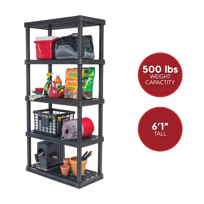 IRIS Plastic Heavy Duty 5 Tier Utility Shelf Black