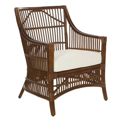 Maui Chair Cream Cushion and Rattan Frame  - OSP Home Furnishings: Modern Indoor Armchair, No Assembly Required