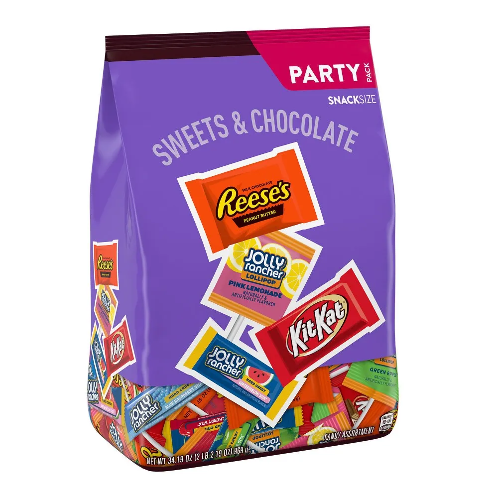 Hersheys Reeses, Kit Kat and Jolly Rancher Sweets and Chocolate Snack Size Candy  Variety Pack - 34.19oz