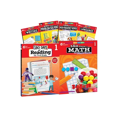 180 Days(tm) Reading, High-Frequency Words, Math, Problem Solving, Writing, & Language for Grade 1: 6-Book Set - (180 Days of Practice)