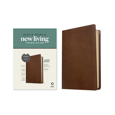 NLT Large Print Thinline Reference Bible, Filament Enabled Edition (Red Letter, Leatherlike, Rustic Brown) - (Leather Bound)