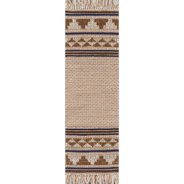 Momeni 23x76 Esme Jana Striped Handwoven Runner Rug Ivory