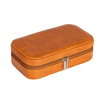 Household Essentials Vegan Leather Travel Jewelry Organizer Box Caramel