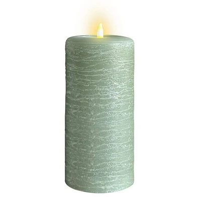 LumiPur 3.5x9 Signature Natural Glow Flameless Wax Pillar LED Candle Sage Green