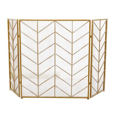 Contemporary Metal Fireplace Screen Brass - Olivia & May