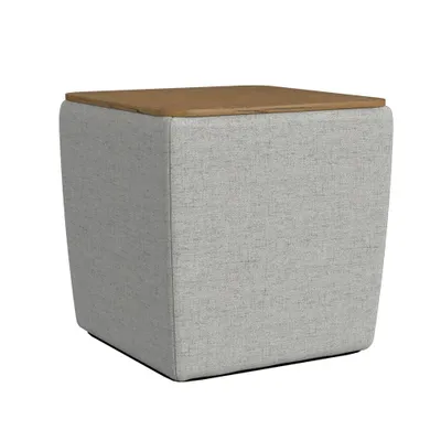 Storage Ottoman with Wood Top - HomePop: Upholstered