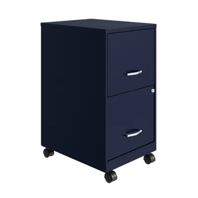 Mobile Smart Vertical File Cabinet Navy - Space Solutions: 2 Drawer Steel Storage, Office Supplies, GreenGuard Certified