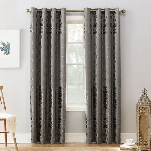 84x50 Elidah Bonded Velvet Blackout Grommet Curtain Panel Gray - Sun Zero