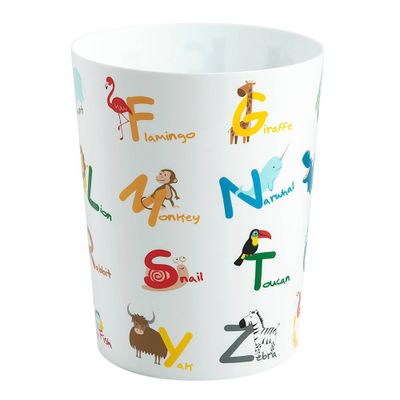 Animal Alphabet Plastic Kids Wastebasket - Allure Home Creations