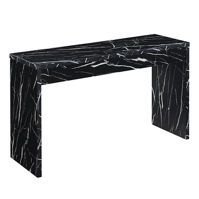 Breighton Home Eastwood Entryway Console Table/Writing Desk Black Faux Marble