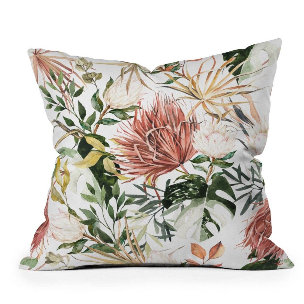 Marta Barragan Camarasa Bohemian Tropical Bloom Outdoor Throw Pillow Green