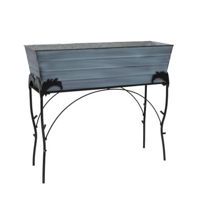 ACHLA Designs 30x35.25 Galvanized Steel Planter Box with Iron Stand: Elevated Garden Box, Rectangular