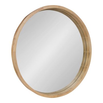 30 x 30 Hutton Round Wood Wall Mirror Natural - Kate and Laurel: Wall Mount, No Assembly Required